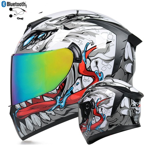 Bluetooth Motorcycle Helmets Dual Len Full Face Street Bike Crash Cruiser Helmet - Picture 6 of 48