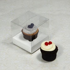 25 counts x 7.5cm 3 inches Clear Mini Cupcake Boxes with white nsert