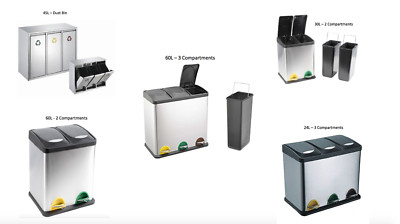 Mehrere Fächer Edelstahl groß Recycling Papierkorb Treteimer Abfall