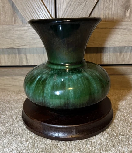 Vintage BLUE MOUNTAIN Pottery Blue Green Teal Drip Glaze Vase 3"
