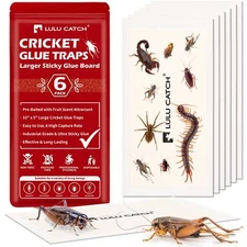 6 Pack Cricket Insect Glue Traps,Cockroach Sticky Traps,w/ Pre-Baited Attractant