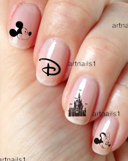 Disney Mickey Castle Minnie Nail Art Water Decals Stickers Manicure Salon  Polish