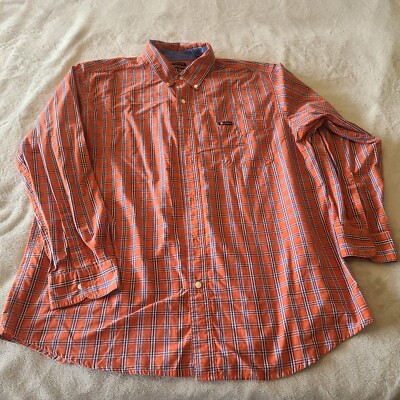 Chaps Mens Extra Large Orange Multicolor Button Up Casual Dress Shirt