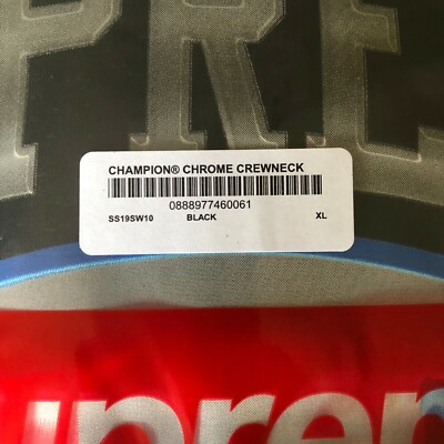 Supreme Champion Chrome Crewneck Sweatshirt Black Size XL In