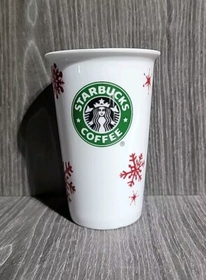 New 2010 Starbucks Ceramic Holiday Travel Tumbler Coffee Mug Snowflakes No  Lid | eBay