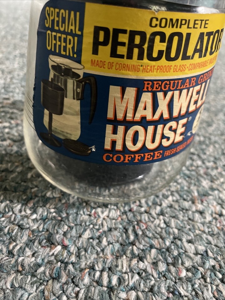 Vintage MAXWELL House Coffee Percolator CORNING Stovetop 1970's 6 Cups