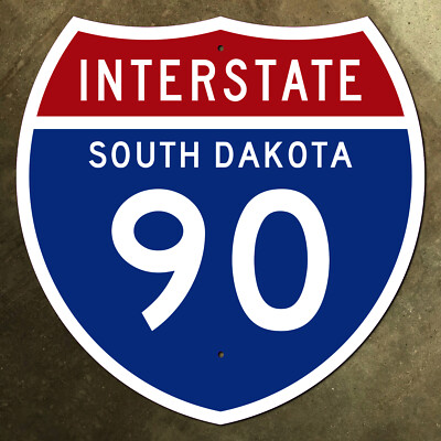 South Dakota interstate 90 Sioux Falls highway route marker road sign 1957 24x24