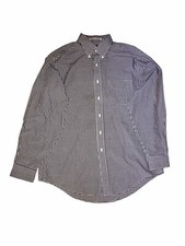 Orvis Shirt Mens Large Blue Gingham Check Long Sleeve Made in USA Vintage C58