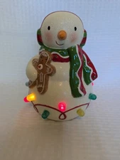 2010 Hallmark Keepsake Tabletop Ceramic Snowman & Gumdrops Music & Lights Works