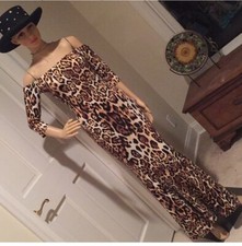 snap animal print maxi dress Sz M Cheetah
