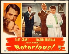 Alfred Hitchcock's Notorious Cary Grant Vintage Lobby Card Movie Poster 1946