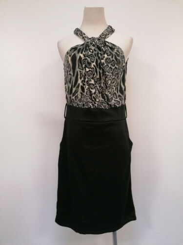 Neu Damen ärmellos Kleid schwarz-grau Leopard Größe L 502-2228 - Bild 1 von 3