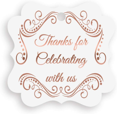 Fancy Frame Gift Tags, Thank You Tags, Rose Gold Foil Print, 30-Pack, Arabesque