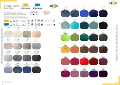 (95,00€/kg) *Regia 4-fädig uni* 4 fach Regia Sockenwolle 50g Knäuel