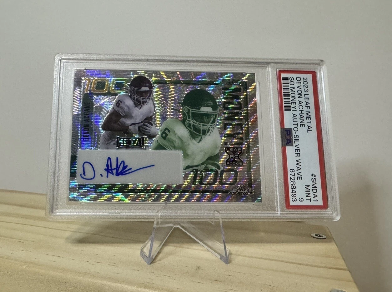De'Von Achane Leaf Metal So Money! Autographs #SMDA1 Silver Wave