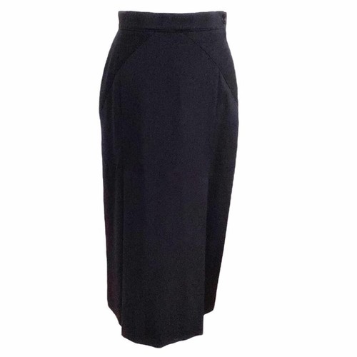 JEAN CLAUDE PARIS DESIGNER VINTAGE BLACK PURE WOOL STRAIGHT MIDI FORMAL SKIRT - Picture 2 of 12