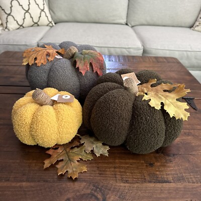 MUD PIE SHEARLING ACCENT PILLOW PUMPKINS SIZES COLOR CHOICES YOU  PICK
