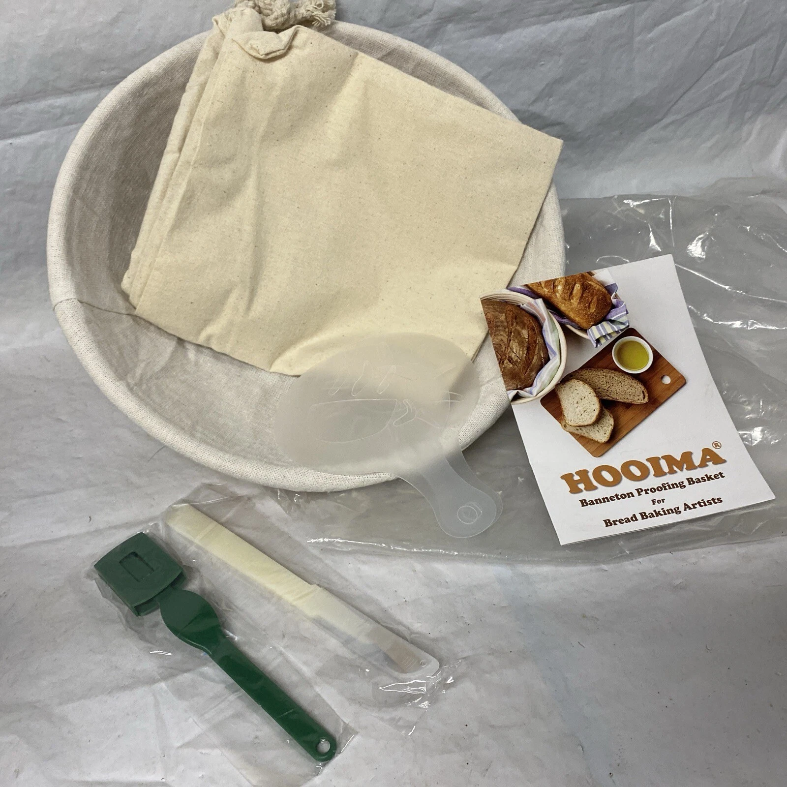 BREAD PROOFING BASKET 9.5” Baking Bowl Dough for Bakers Round w/ Scraper