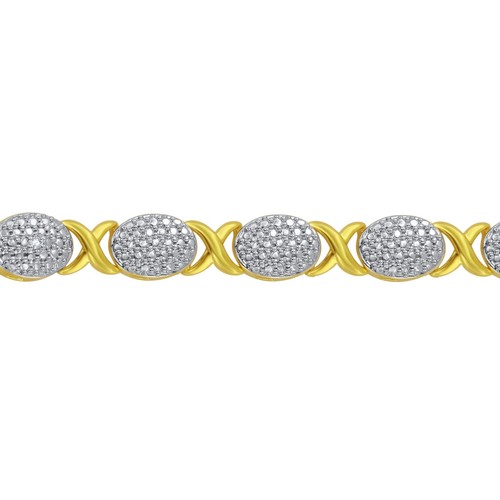Gold tone White Accent Diamond Fashion Tennis Bracelet for Women 7" Inch - Picture 2 of 5