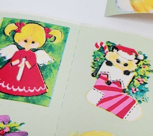 Vintage Christmas Seals Gummed Labels Stickers 48 Pieces Cats Santa Angels - Picture 11 of 12