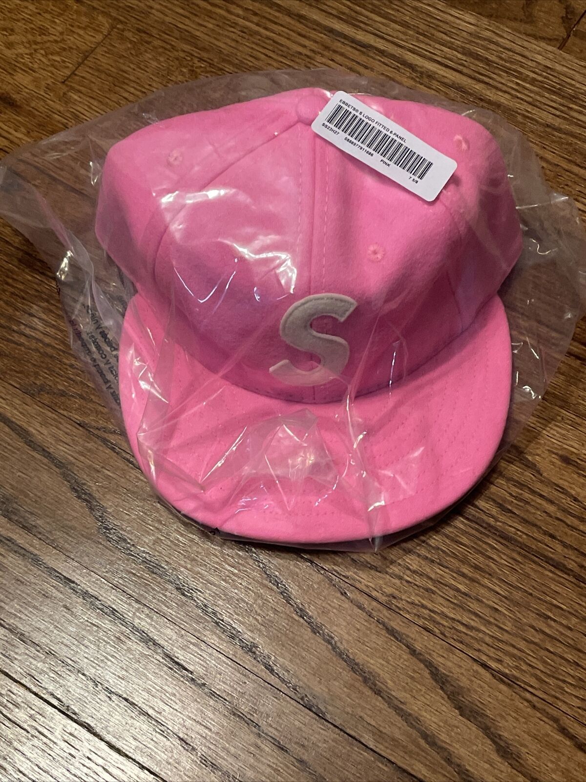 Supreme Ebbets S Logo Fitted 6-Panel Hat Pink Size 7 5/8 SS23