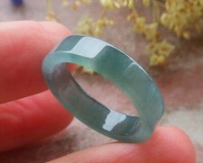 Video Certified Icy Green A JADE Jadeite Rectangle RING USA. 8.5    694875 AS