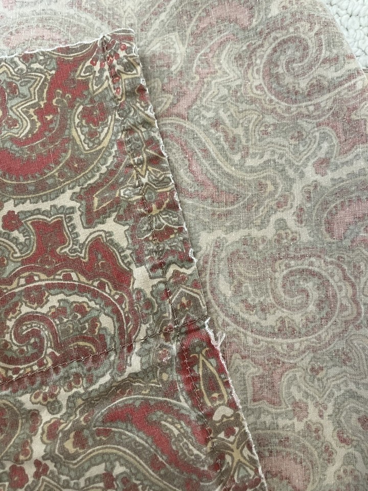 Ralph Lauren Twin Flat Bed Sheet Paisley Print Bedding 100 cotton Made