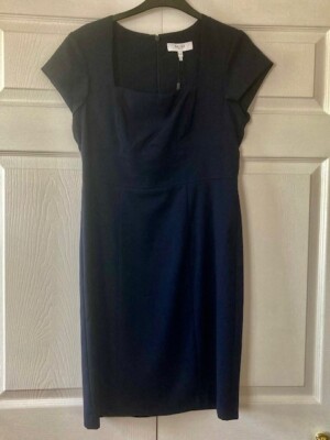 Reiss women's navy Haisley Tailored Dress, size 12 petite, brand