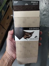 NEW George Womens 3 Pair Trouser Socks 4-10 Beige Tan Boot Sock Thin Lightweight