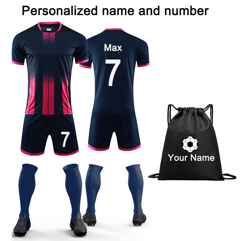 Personalised Kids Boy Football Kit Shirt Shorts Socks & Bag Training