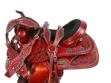 USED TRAIL SADDLE WESTERN HORSE PLEASURE 15 16 17 18 TOOLED LEATHER TACK SET