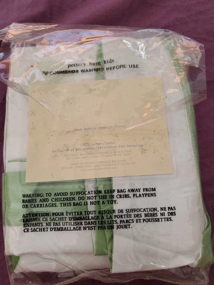 Nueva funda de almohada estándar POTTERY BARN KIDS Allie's cinta verde POLKA Dot SHAM Foto 3 de 4