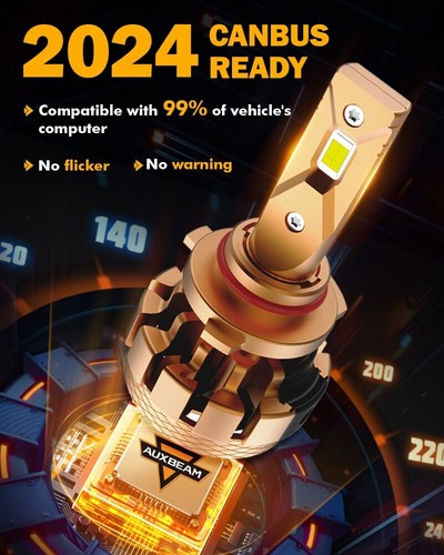 AUXBEAM HB3 9005 LED Headlight Bulbs High Beam White Super Bright 20000LM+Canbus - Picture 5 of 12