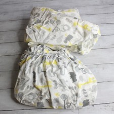 Circo Fitted Baby Crib Sheets White Gray Yellow Jungle Animals Elephants Giraffe