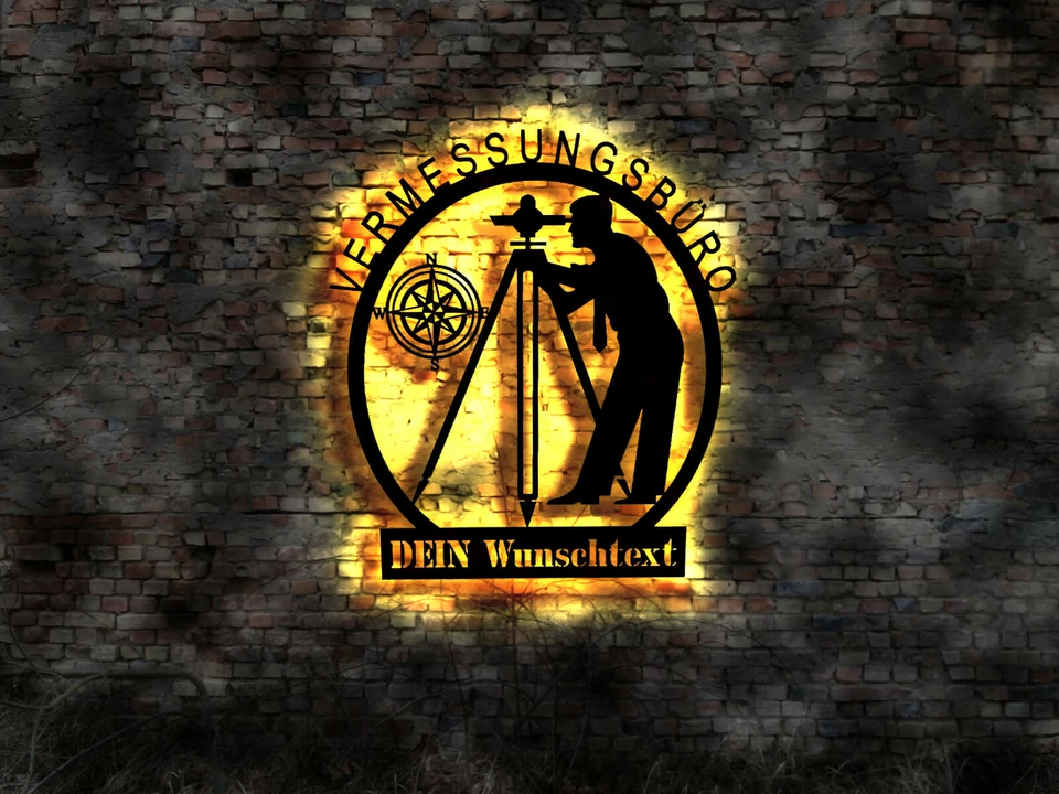 LED Schild Vermesser Vermessungsbüro Leuchtreklame T-shirt Deko Ausrüstung Logo - Bild 1 von 1