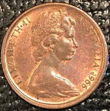 HIGH GRADE AU/UNC 1966 AUSTRALIA 1 ONE CENT COIN-MAY303