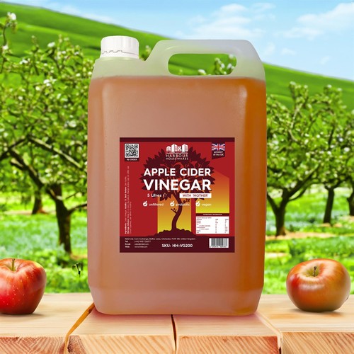4x Apple Cider Vinegar with The Mother 5L Raw Unfiltered Live ACV - 5% Acidity - Picture 2 of 3
