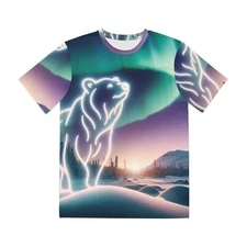 All Over Print T Shirt Aurora Bear with Polar Lights