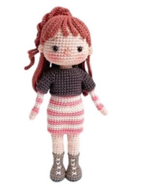 HÄKELANLEITUNG PAPIERKOPIE Trendy Girl Puppe Kuscheltier Amigurumi 4fädig 44