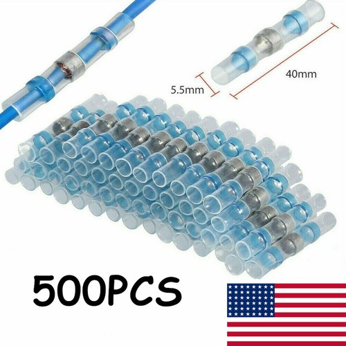 500/100X Solder Seal Sleeve Wire Connectors Heat Shrink Butt Terminal Waterproof - Picture 1 of 9