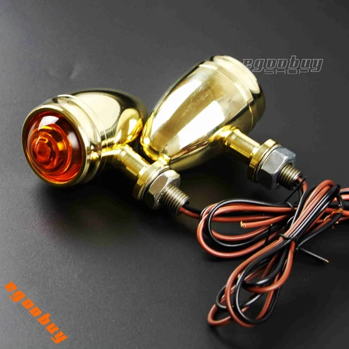 Motorcycle Brass Housing Bullet Turn Signal Light 10mm Bolt For Harley Choppers