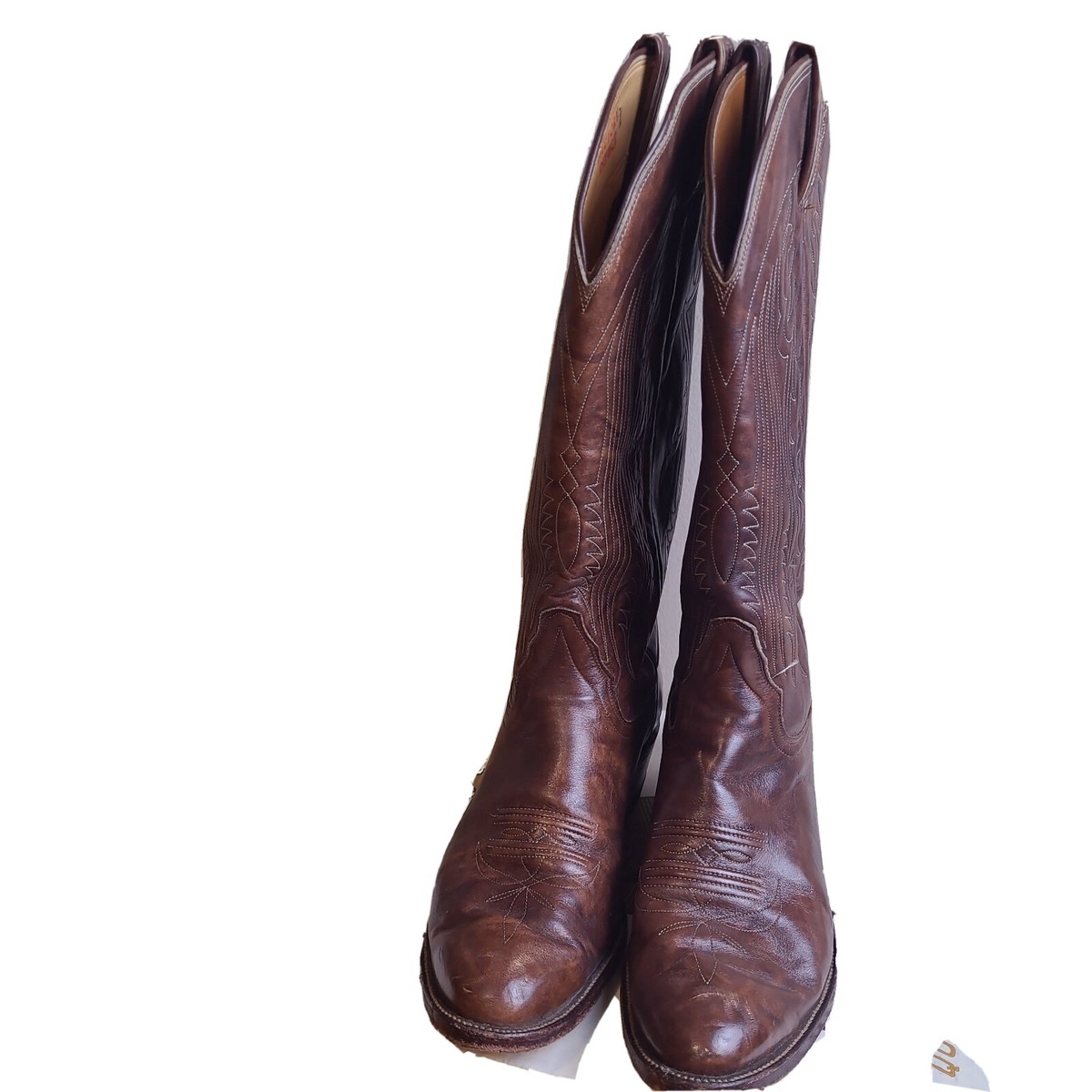 Tony Lama\'s Cowboy Boots size 12 vintage brown leather \