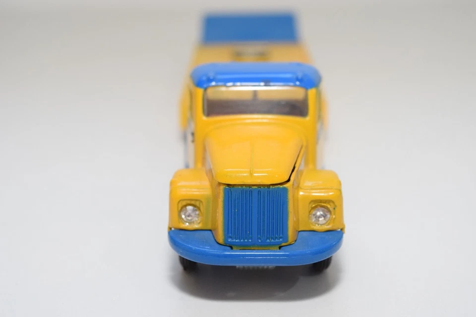 Camión torpedero B1 1:50 TEKNO SCANIA VABIS + remolque de plataforma baja amarillo azul casi nuevo en caja Foto 3 de 4