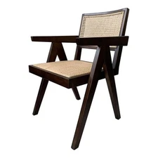 Moe's Home Takashi 18" Dining Chair w/Rattan Seat in Dark Brown (Set of 2)