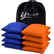 yaaduo Set of 8 Regulation Cornhole Bags Double Sided, Weather Blue/Orange