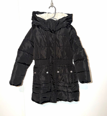 Kids Black Hooded Puffer Coat Size 5/6