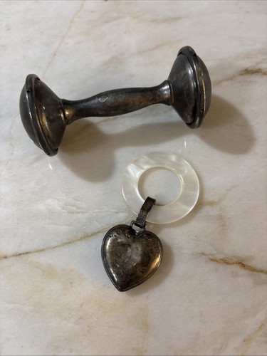 Vintage Baby Rattle And Teething Ring With Heart