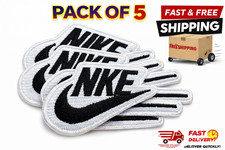 5 PC EMBROIDERED BLACK  WHITE NIKE SWOOSH IRON- ON PATCH SIZE 3x1.5 inch in US
