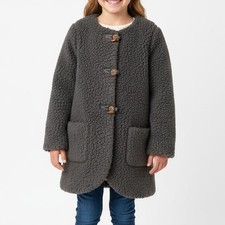 Hanna Andersson Grey Sherpa Toggle Coat Girls Size 5