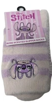 Disney Stitch Rose Scented Fuzzy  Purple Women's Slipper Socks 1 pair - One Size